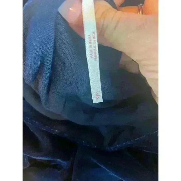 Free People Womens Estella Velvet Mini Dress Tunic Blue 60s Boho Size Small - Picture 10 of 11